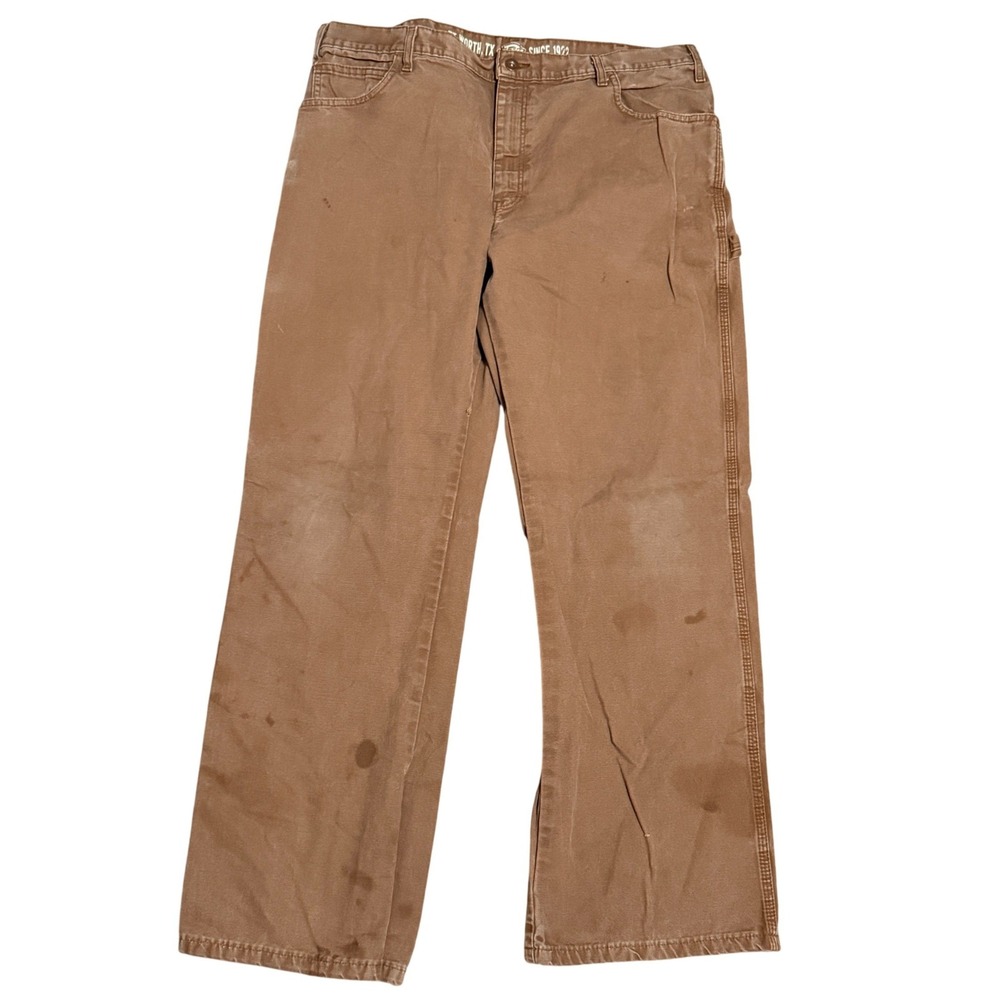 Dickies DU250RTB Relaxed Fit Work Pants Utility Canvas Brown 36x30 Cotton Mens‎